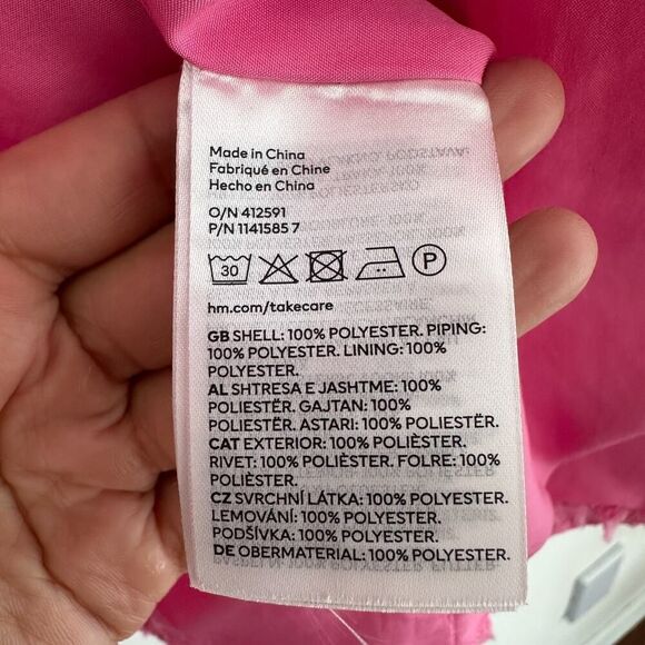 H&M Tweed Jacket Womens Small Pink Textured Weave Boucle Blazer Parisian Barbie - Picture 10 of 13